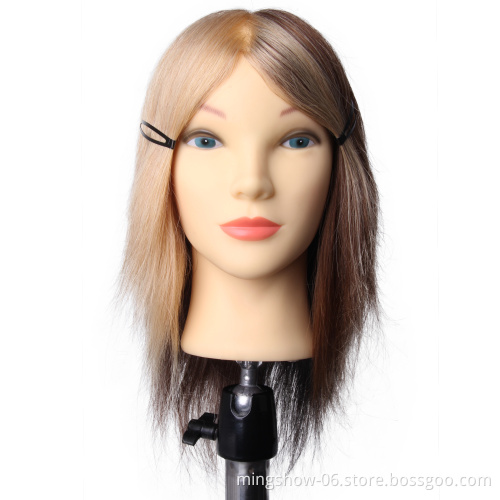 Human Hairdresser Training Head Practice Dye Hair 4 Different Color On One Head  Braided Dye Bleach Color Female Model